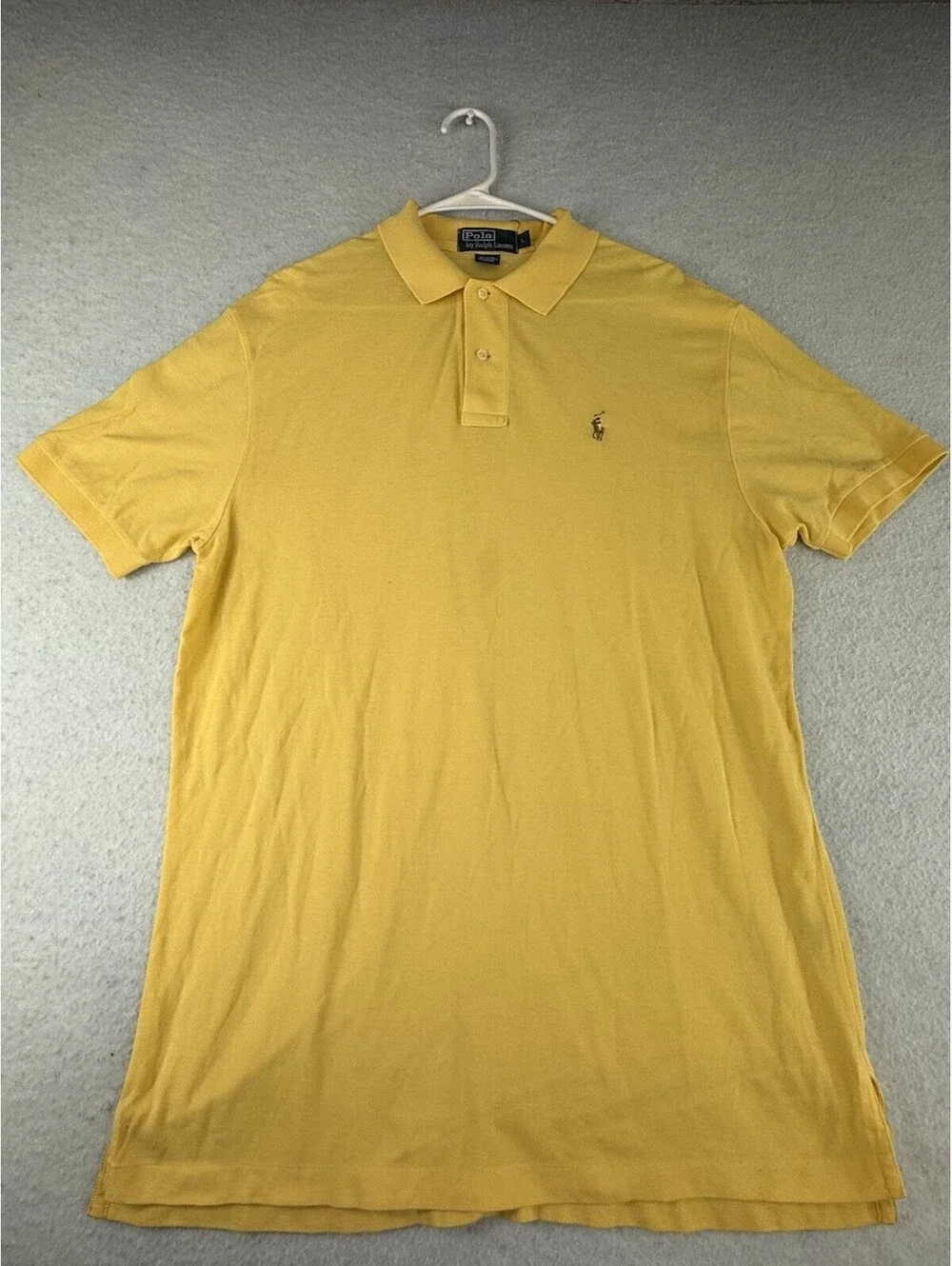 Polo Ralph Lauren Men’s Yellow Cotton Pique Polo Shirt L Classic Fit Logo